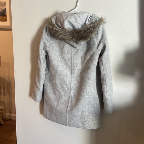 J. CREW $268 GRAY WOOL BLEND FAUX FUR TRIM VAIL PARKA SZ 0 - Picture 8 of 8